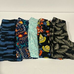 Lot Of 5 NWOT LuLaRoe Kids Leggings Size S/M- Geometric Prints, Leaves, America